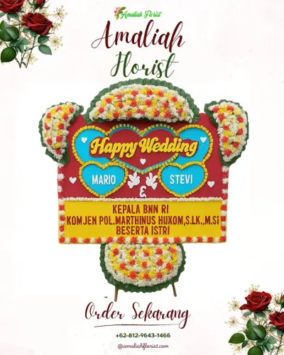 Karangan Papan Bunga Pernikahan di Ketundan